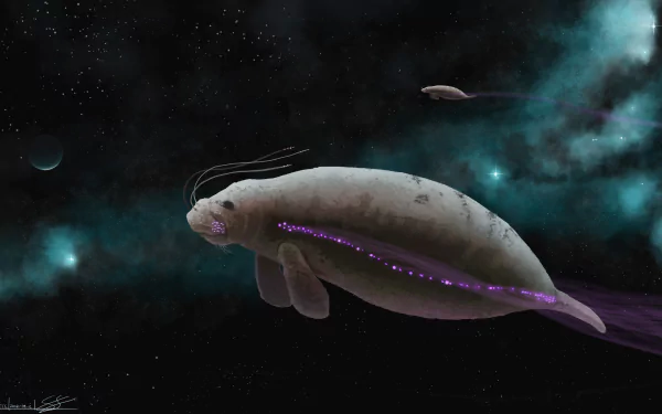 space manatee fantasy Animal Fantasy Animal space fantasy HD Desktop Wallpaper | Background Image