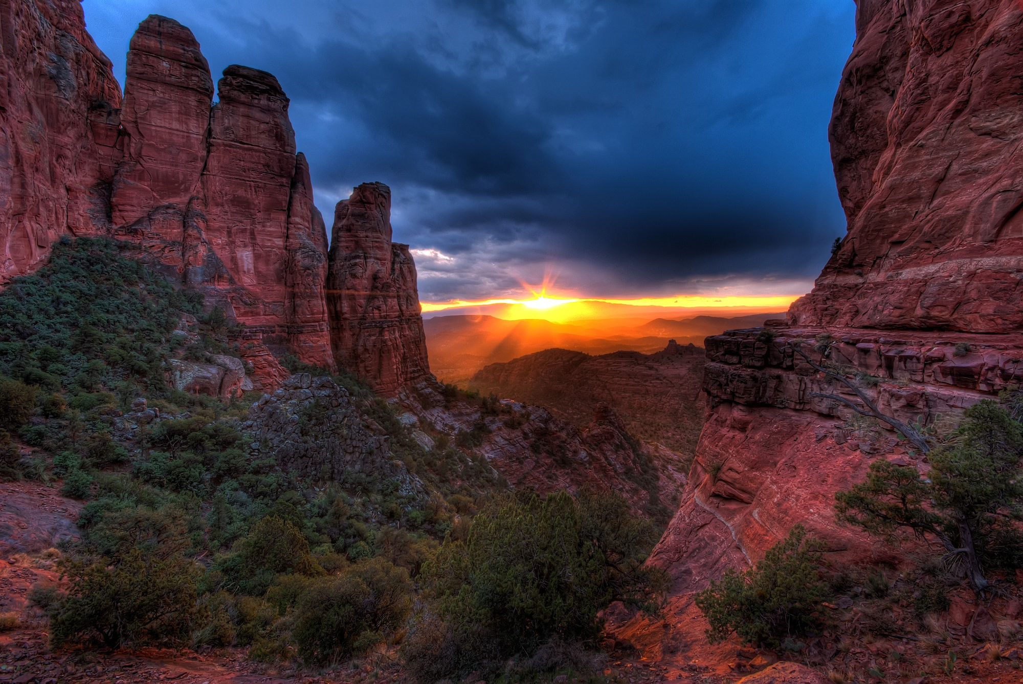 Download HDR Sunset Arizona Cathedral Rock Nature Canyon HD Wallpaper