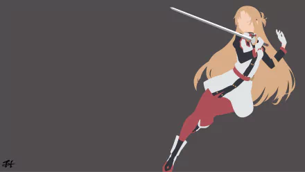 Minimalist 4K Ultra HD anime wallpaper featuring Asuna Yuuki from Sword Art Online Ordinal Scale, depicted with clean lines and muted colors on a dark background.