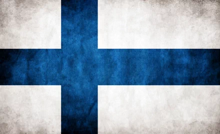 A textured HD desktop wallpaper featuring the flag of Finland, showcasing its blue cross on a white background, evoking a sense of national pride and identity.