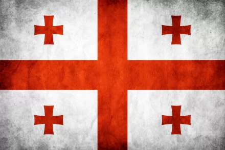 HD desktop wallpaper featuring the flag of Georgia with a textured, vintage look and bold red crosses on a white background.
