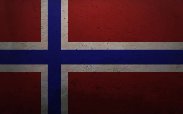 HD desktop wallpaper featuring the flag of Norway, showcasing its distinctive red background with a blue cross outlined in white.