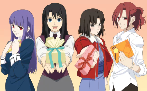 Fujino Asagami Azaka Kokutou Shiki Ryougi Touko Aozaki Anime The Garden of Sinners HD Desktop Wallpaper | Background Image