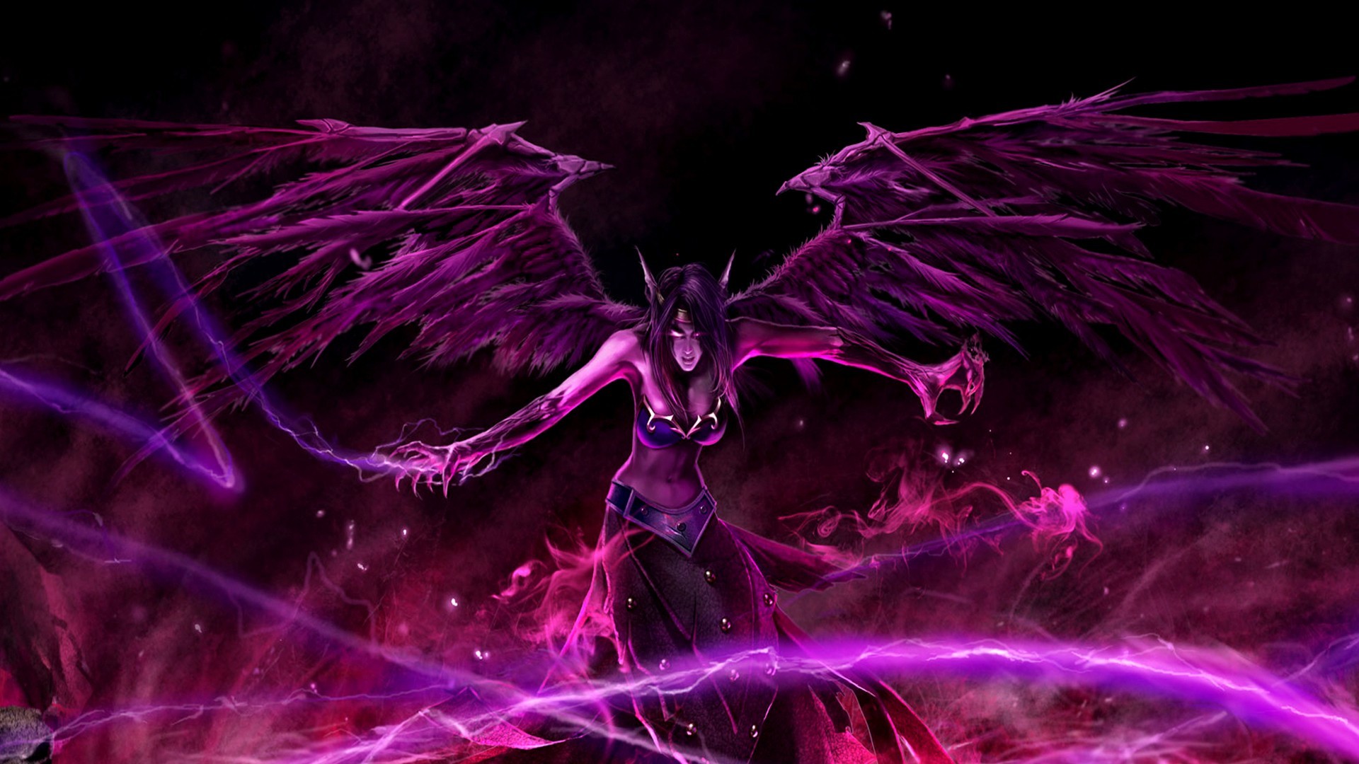 Download Morgana (League Of Legends) Purple Dark Angel Angel Fantasy Video  Game League Of Legends HD Wallpaper