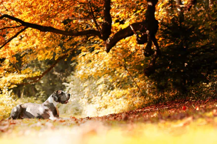fall sunny branch nature dog Animal great dane HD Desktop Wallpaper | Background Image