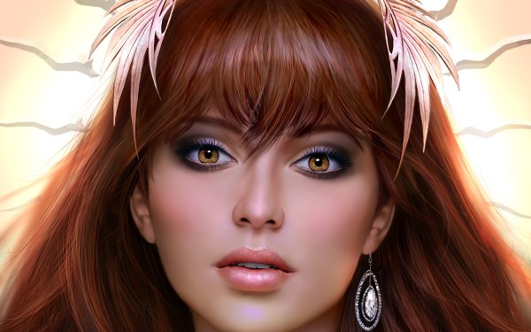Fantasy Women Brunette Earrings Face HD Wallpaper | Background Image