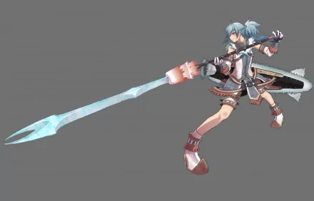 A character wielding a long sword from Monster Hunter, dressed in intricate armor, ready for battle in this HD PC desktop wallpaper background.