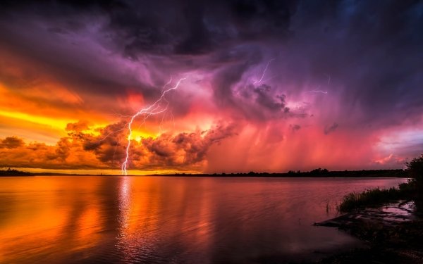Photography Lightning Earth Sky Storm Sunset Cloud Ocean HD Wallpaper | Background Image