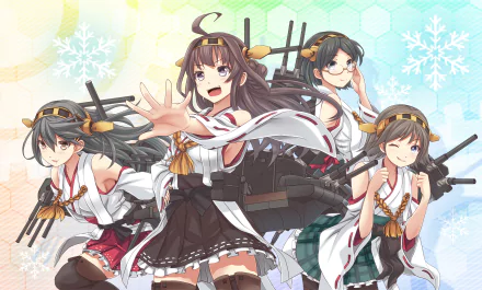 Kirishima (Kancolle) Hiei (Kancolle) Haruna (Kancolle) Kongou (Kancolle) Anime Kantai Collection HD Desktop Wallpaper | Background Image
