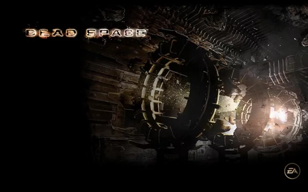 A captivating HD PC wallpaper featuring a dark, industrial setting from the video game Dead Space, showcasing eerie lighting and intricate mechanical structures.