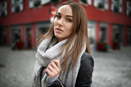 scarf brown eyes brunette woman model HD Desktop Wallpaper | Background Image