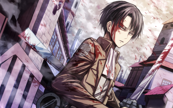 Anime Attack On Titan Levi Ackerman Shingeki No Kyojin Black Hair Blue Eyes Sword Blood HD Wallpaper | Background Image