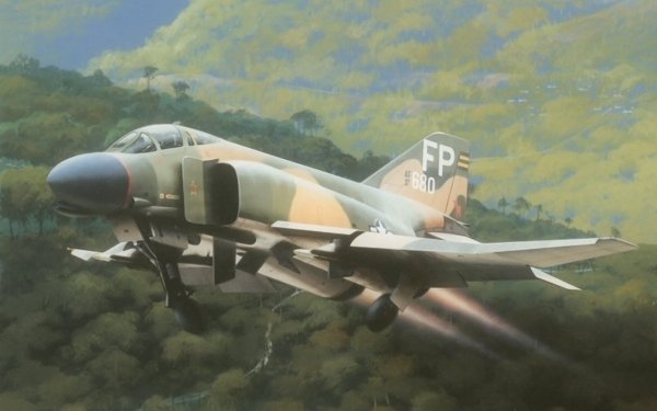 Military McDonnell Douglas F-4 Phantom II Jet Fighter Aircraft Warplane Painting HD Wallpaper | Background Image