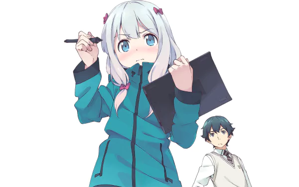 HD wallpaper featuring Masamune Izumi and Sagiri Izumi from EroManga-Sensei, showcasing their distinctive anime style and engaging expressions.