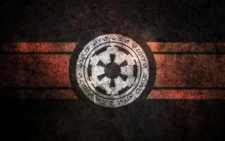 HD desktop wallpaper featuring the Galactic Empire emblem from the Star Wars movie franchise, with a textured dark background and bold red stripes.