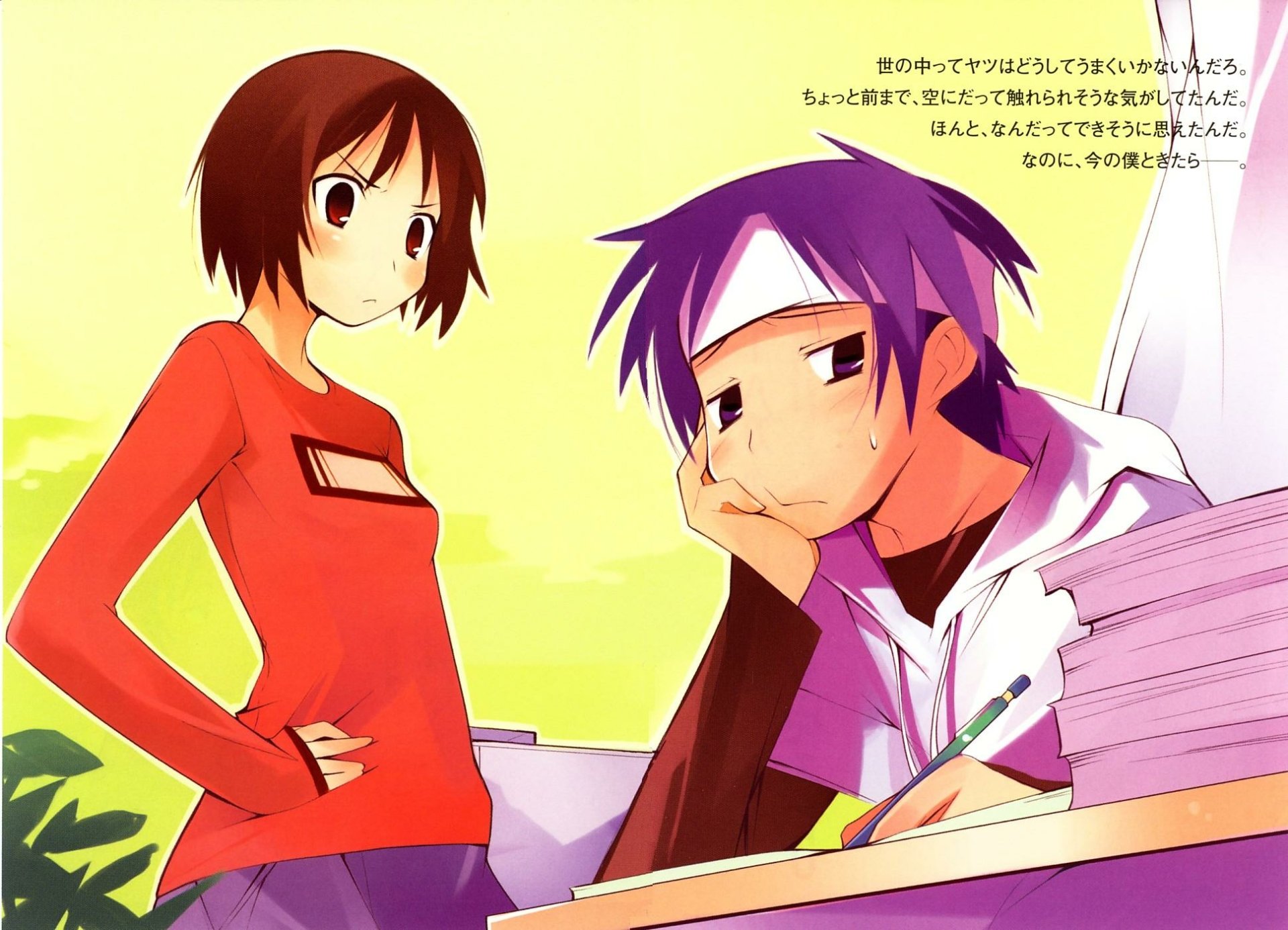 Download Anime Hanbun No Tsuki Ga Noboru Sora HD Wallpaper