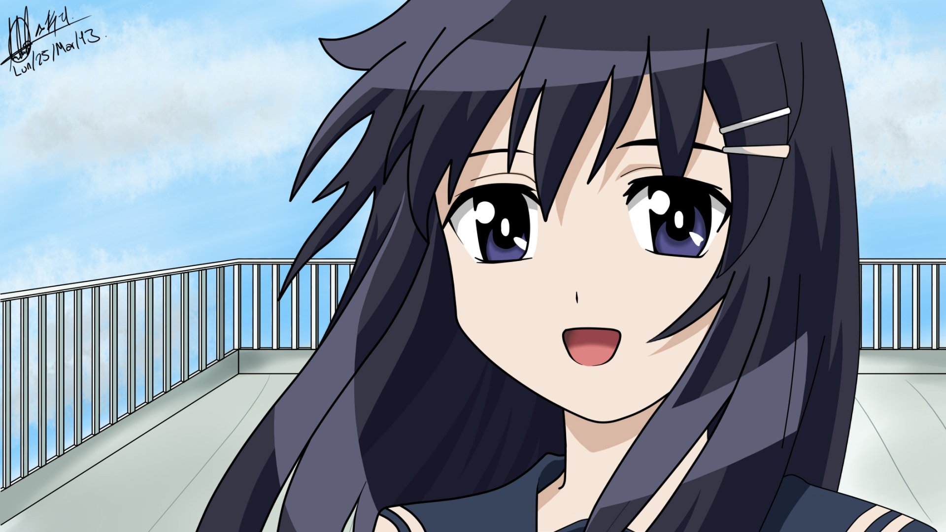 Download Anime Hanbun No Tsuki Ga Noboru Sora HD Wallpaper