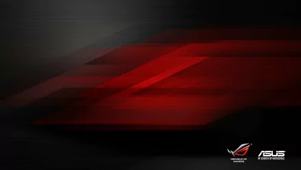 HD PC desktop wallpaper featuring sleek red and black geometric lines with Republic of Gamers and Asus ROG branding, representing cutting-edge technology and gaming.