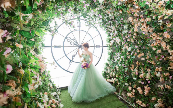 gown flower woman asian HD Desktop Wallpaper | Background Image