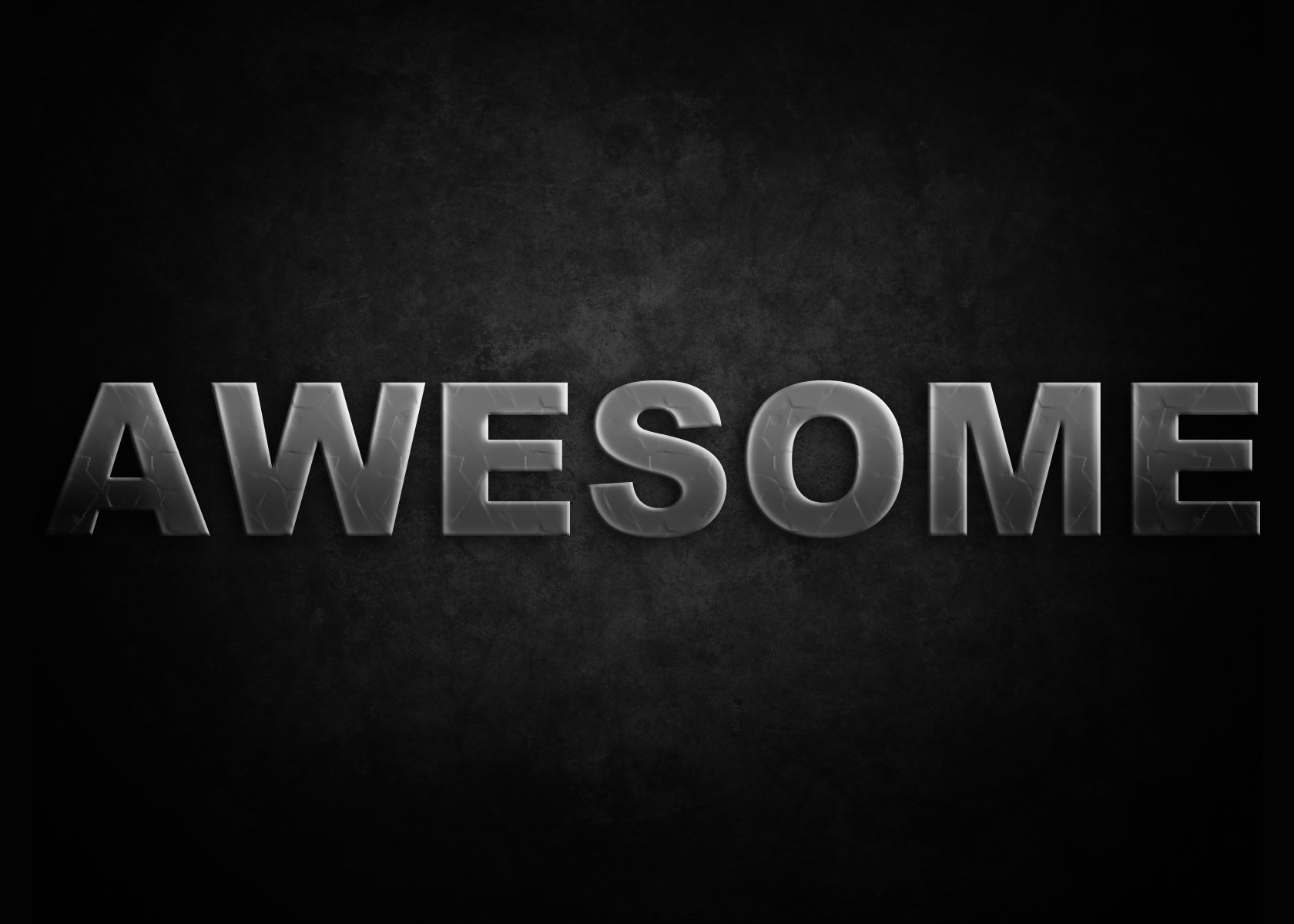 HD PC desktop wallpaper featuring the bold word AWESOME in metallic letters on a dark textured background with a subtle funny vibe.