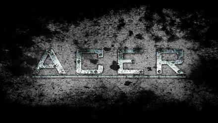 HD PC desktop wallpaper featuring the word ACER in a metallic, tech-inspired design against a dark, textured background, highlighting computer technology.