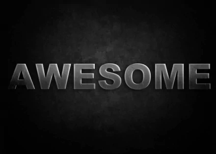 HD PC desktop wallpaper featuring the bold word AWESOME in metallic letters on a dark textured background with a subtle funny vibe.