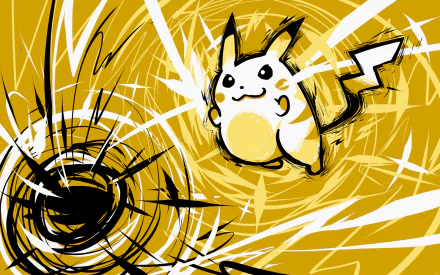 Pikachu charges up with lightning in this vibrant HD wallpaper, drawing inspiration from the classic Pokémon: Red and Blue video games, creating an electrifying backdrop.