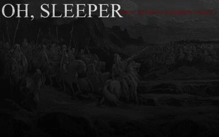 HD PC desktop wallpaper featuring dark, moody artwork with the band name Oh, Sleeper prominently displayed, blending music and atmospheric visuals.
