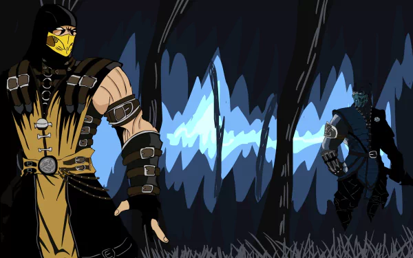 blue eyes white eyes glove belt hood mask Mortal Kombat X Scorpion (Mortal Kombat) Sub-Zero (Mortal Kombat) video game Mortal Kombat HD Desktop Wallpaper | Background Image