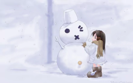 snowman Anime winter winter anime HD Desktop Wallpaper | Background Image