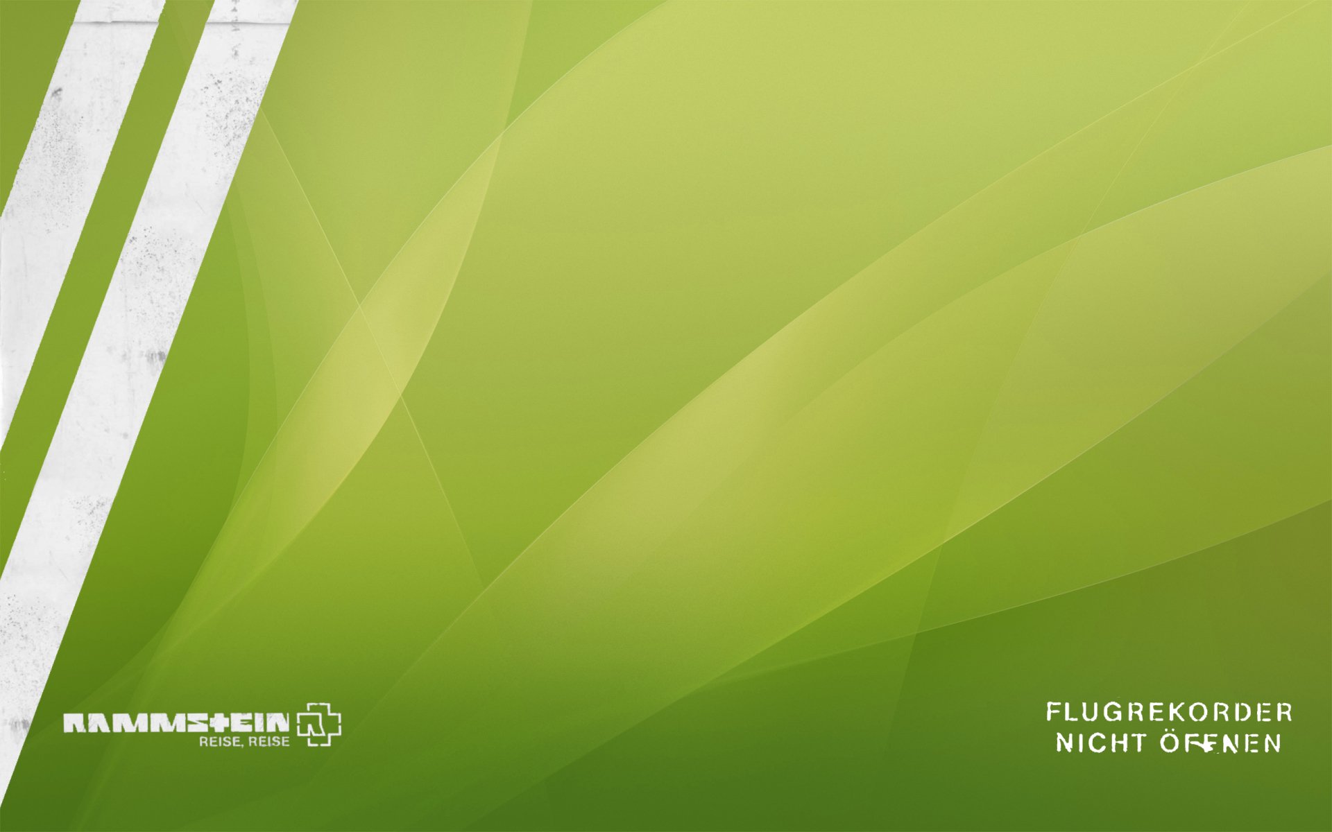 HD PC desktop wallpaper featuring a minimalist green background with subtle wave patterns, tagged with sooper, music, and Rammstein themes.