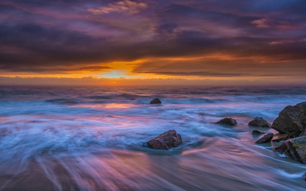 Earth Sunset Ocean Sea Horizon HD Wallpaper | Background Image