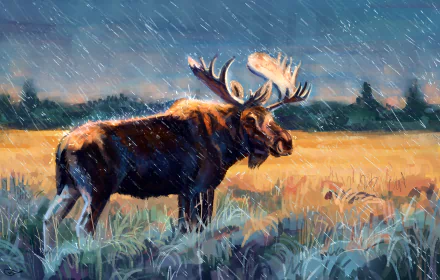 rain elk Animal moose HD Desktop Wallpaper | Background Image