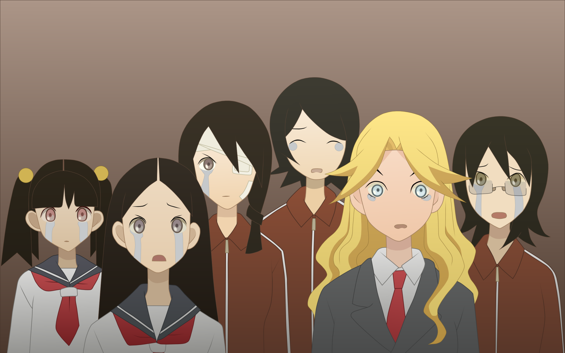 Download Abiru Kobushi Chiri Kitsu Nami Hitou Kaere Kimura Harumi Fujiyoshi Meru Otonashi Anime Sayonara Zetsubou-Sensei HD Wallpaper