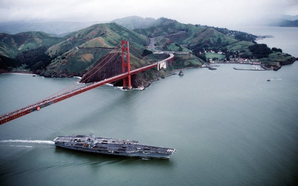 Military USS Enterprise (CVN-65) Warships United States Navy Golden Gate Aircraft Carrier Bridge HD Wallpaper | Background Image
