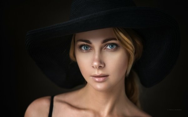 Women Face Model Hat Blue Eyes HD Wallpaper | Background Image