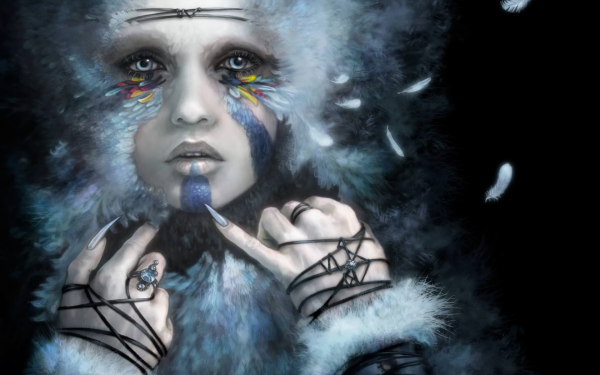 Women Artistic Blue Fur Feather Bird HD Wallpaper | Background Image