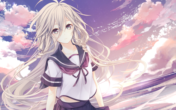 Anime Vocaloid Long Hair White Hair Braid School Uniform Sunset Cloud IA HD Wallpaper | Background Image
