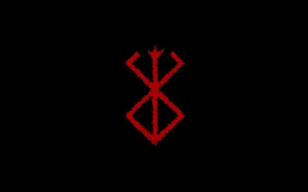 HD desktop wallpaper featuring the iconic red Brand of Sacrifice symbol from the anime Berserk on a black background.