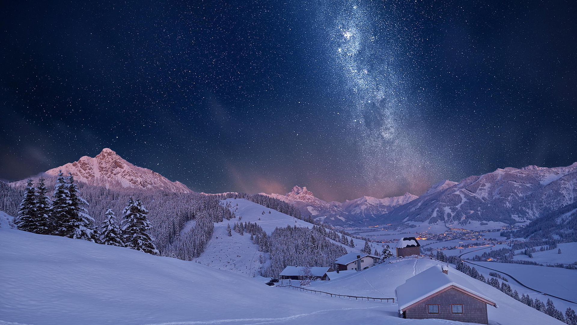 winter night stars wallpaper