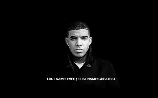 HD wallpaper featuring a monochrome portrait of a man with the text Last Name: Ever; First Name: Greatest for a stylish desktop background.