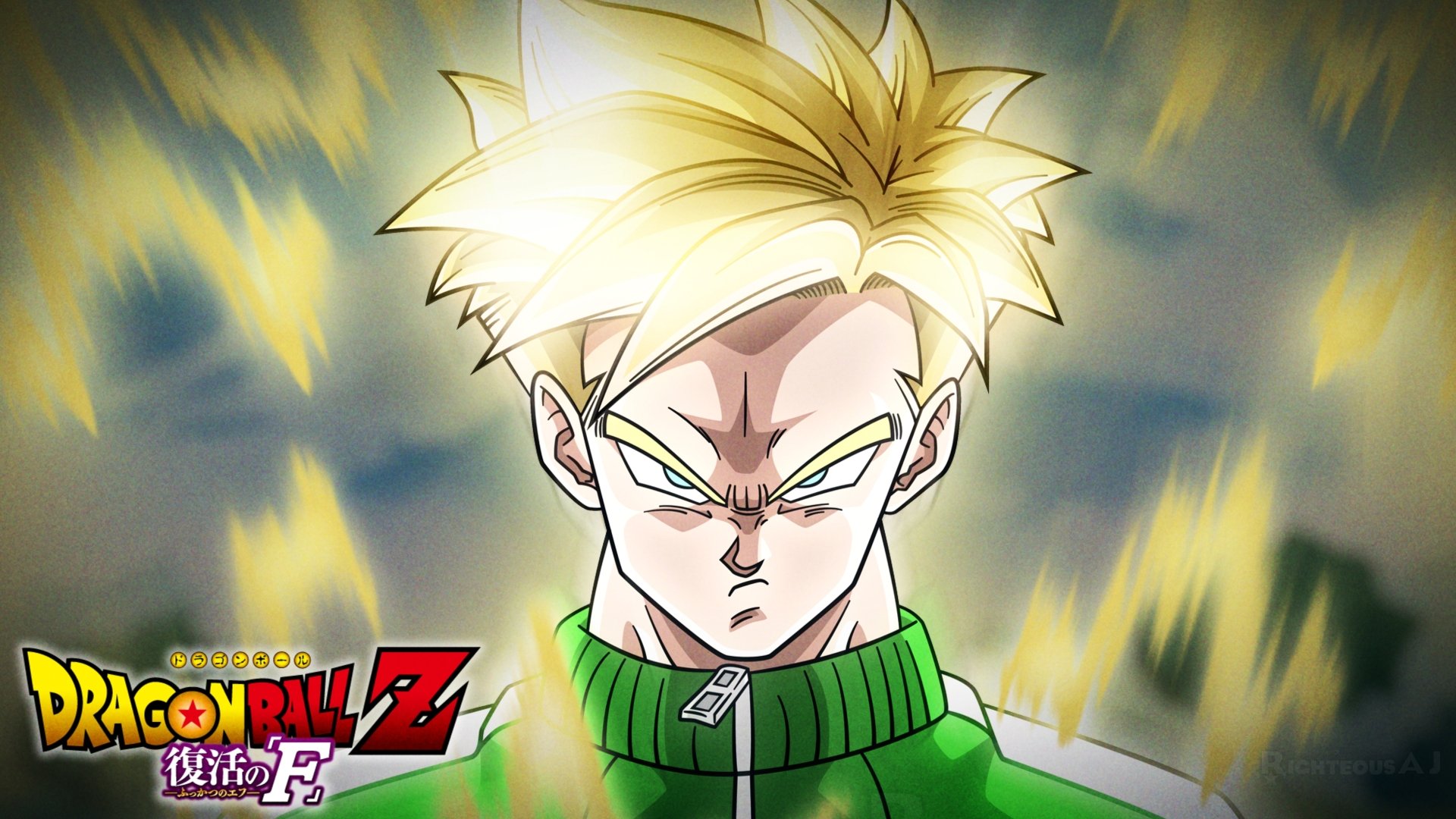 Anime-style 4K Ultra HD Dragon Ball Z wallpaper featuring a focused character with glowing blonde hair and intense energy aura.