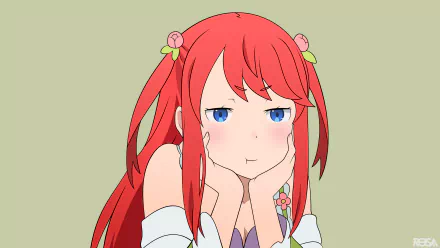 Anime-style illustration of a red-haired girl from Re:Zero - Starting Life in Another World, featured as a 4K Ultra HD PC desktop wallpaper.