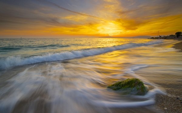 Photography Sunset Earth Beach Ocean Sea Horizon HD Wallpaper | Background Image
