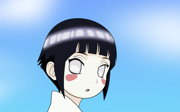 HD desktop wallpaper featuring Hinata Hyuga from the anime Naruto, against a clear blue sky background.