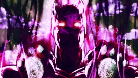 HD PC wallpaper featuring Killer Queen from the anime JoJo's Bizarre Adventure, depicted with glowing eyes and a dark, vivid purple aura.