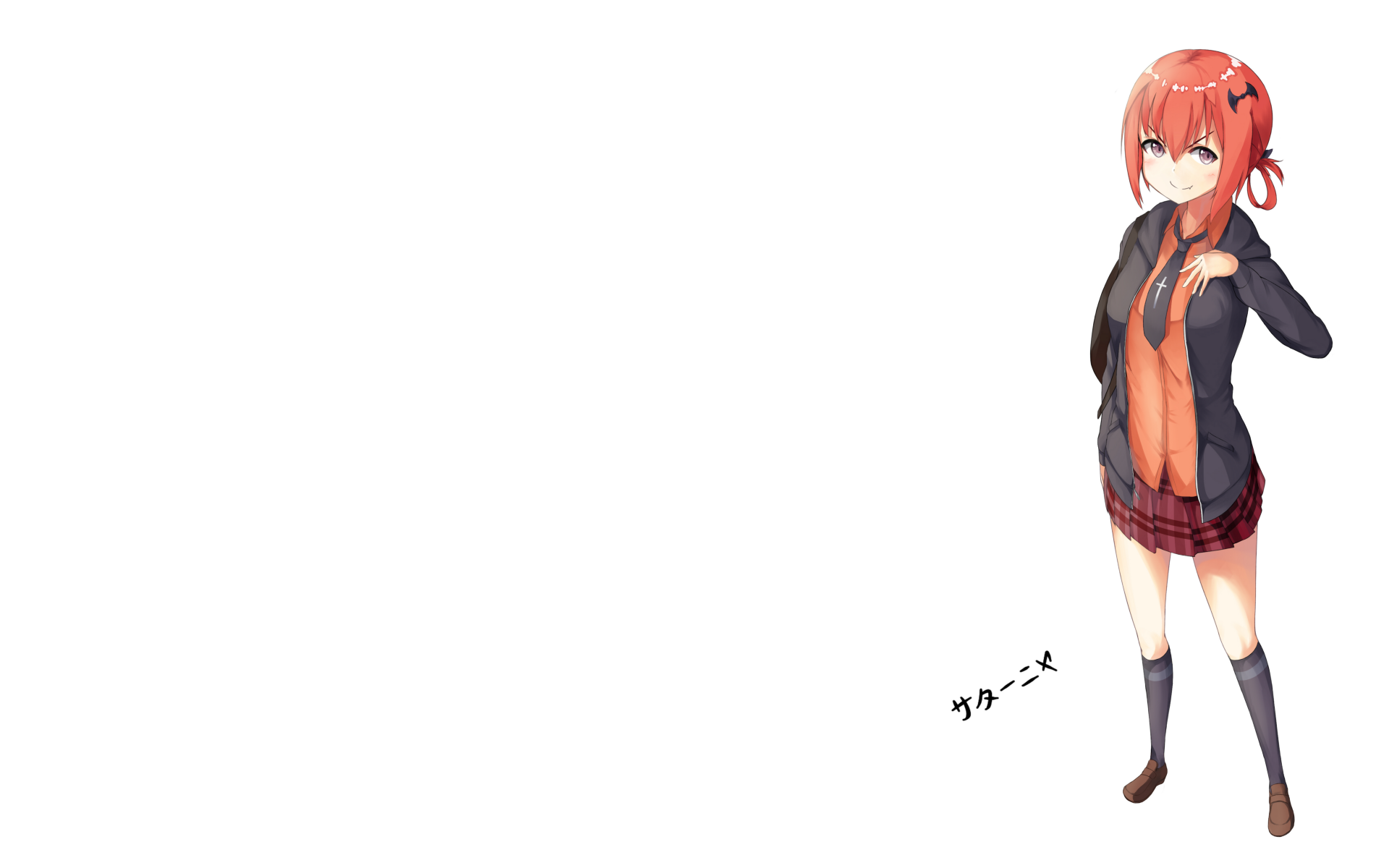 Satanichia Kurumizawa McDowell from Gabriel DropOut stands against a white background in this 4K Ultra HD anime desktop wallpaper.