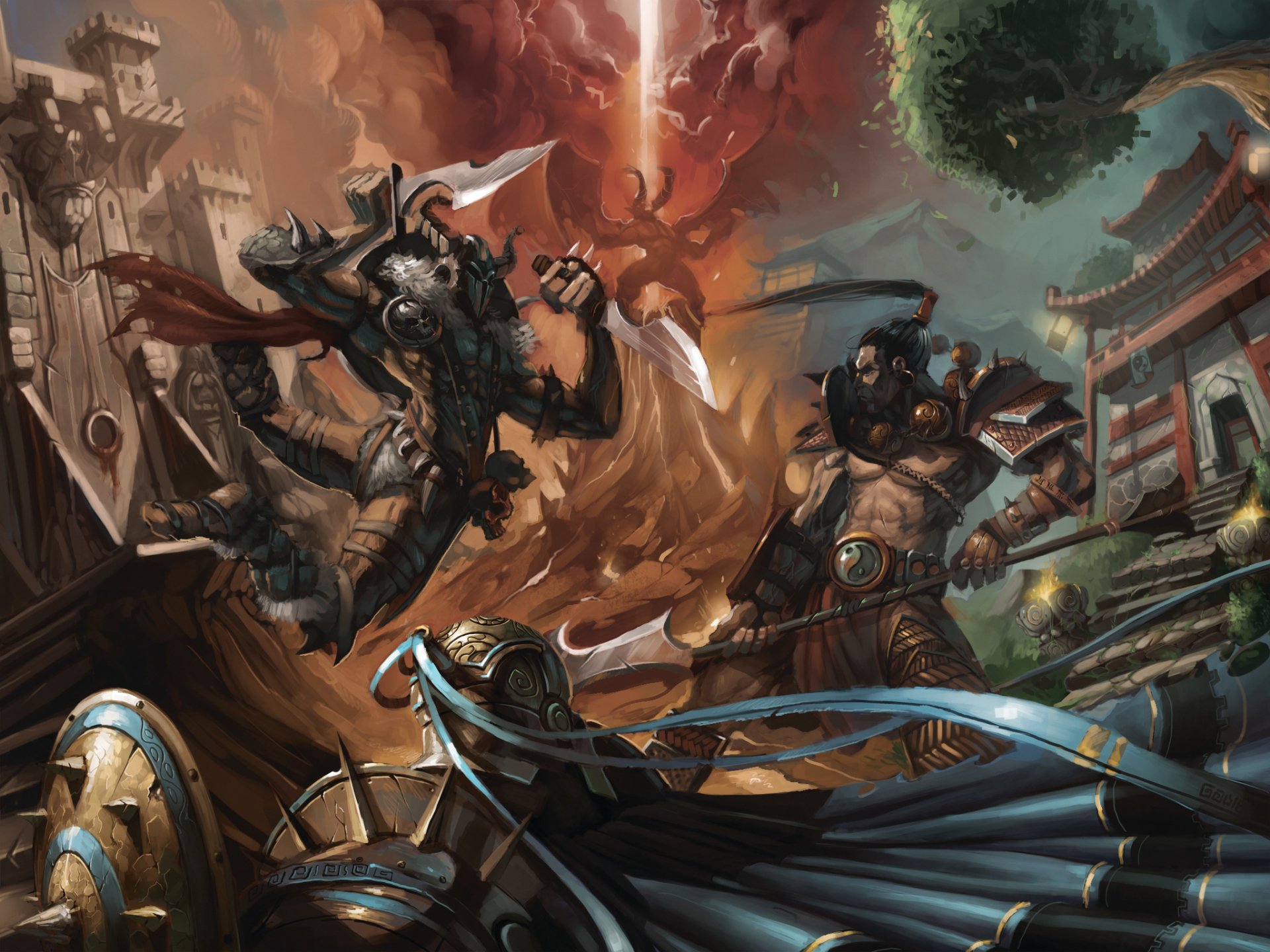 Download Armor Dagger Spear Demon Warrior Fantasy Battle Fantasy Warrior HD Wallpaper by GansOne89