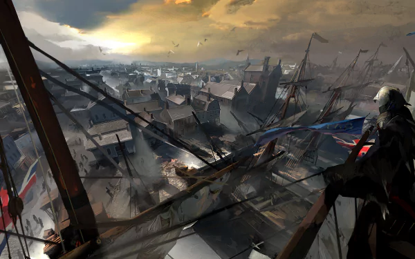Connor (Assassin's Creed) cityscape city video game Assassin's Creed III HD Desktop Wallpaper | Background Image