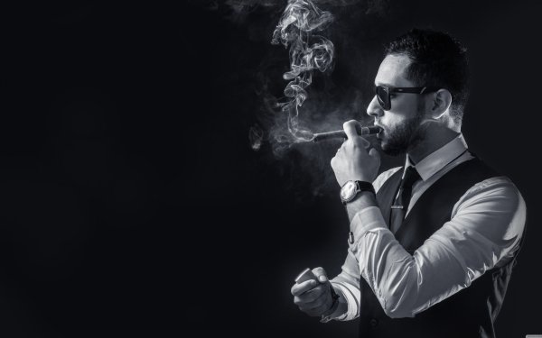 Fotografía Men Sunglasses Humo Smoking Cigar Monochrome Fondo de pantalla HD | Fondo de Escritorio